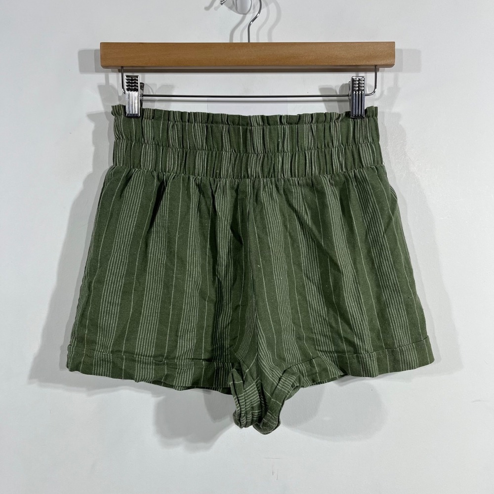Forever21 Fisherman‎ Granola Striped Linen Blend Shorts Womens Medium Coastal